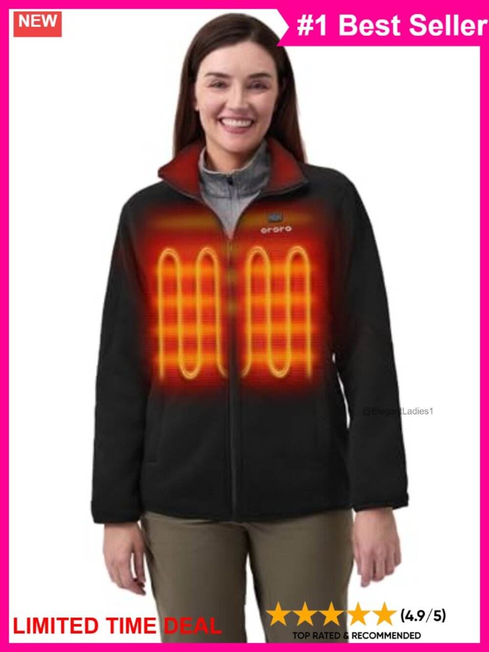 Heated Fleece Jacket Lightweight 4-Zone Heating Layer Women's